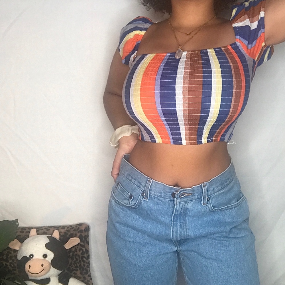 Stripped multi colored princess top